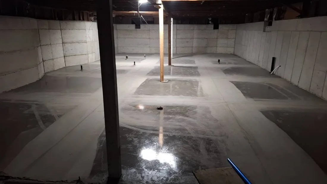 Concrete work in a basement space